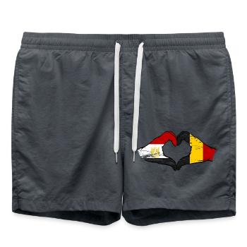 Ägypten Belgien Flagge Hände Herzform used - Badeshorts - Anthrazit - Vorne - AI Model Male 185 light (185cm)