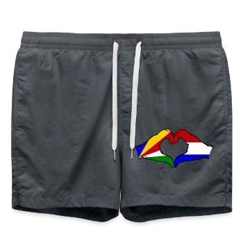 Seychelles Hollande Drapeau Mains Coeur Forme - Short de bain - charbon - Devant - AI Model Male 185 light (185cm)