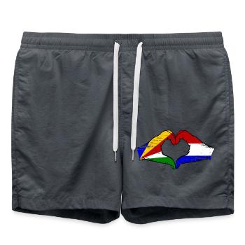 Seychelles Hollande drapeau mains forme de coeur utilisé - Short de bain - charbon - Devant - AI Model Male 185 light (185cm)