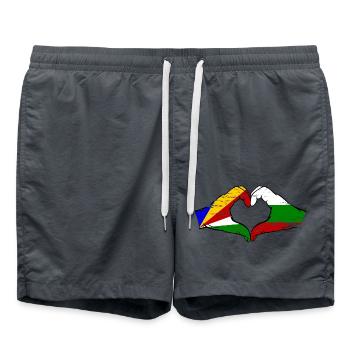 Seychelles Bulgaria flag hands heart shape used - Swim Trunks - anthracite - Front - AI Model Male 185 light (185cm)