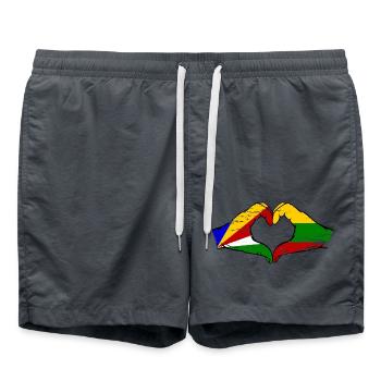 Seychellen Litauen Flagge Hände Herzform used - Badeshorts - Anthrazit - Vorne - AI Model Male 185 light (185cm)