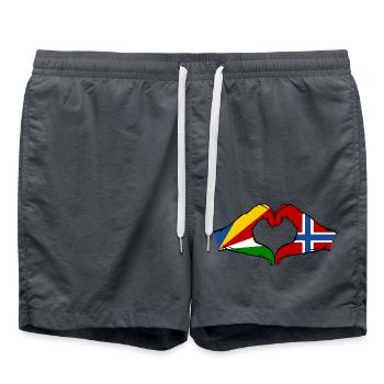 Seychelles Norvège Drapeau Mains Coeur Forme - Short de bain - charbon - Devant - AI Model Male 185 light (185cm)