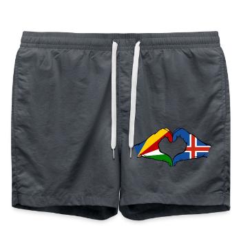Seychellen Island Flagge Hände Herzform - Badeshorts - Anthrazit - Vorne - AI Model Male 185 light (185cm)