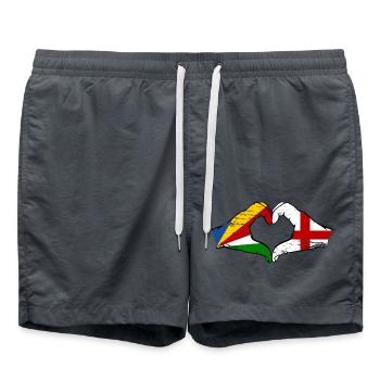 Seychelles Angleterre drapeau mains forme de coeur utilisé - Short de bain - charbon - Devant - AI Model Male 185 light (185cm)