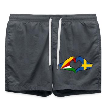 Seychelles Suède Drapeau Mains Coeur Forme - Short de bain - charbon - Devant - AI Model Male 185 light (185cm)