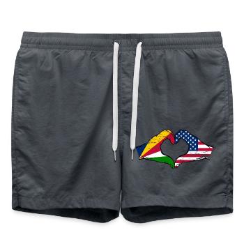 Seychellen USA Flagge Hände Herzform used - Badeshorts - Anthrazit - Vorne - AI Model Male 185 light (185cm)