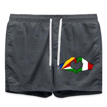 Seychellen Italien Flagge Hände Herzform - Badeshorts - Anthrazit - Vorne - AI Model Male 185 light (185cm)