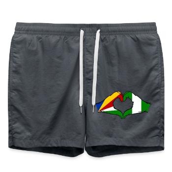 Seychelles Nigeria Drapeau Mains Coeur Forme - Short de bain - charbon - Devant - AI Model Male 185 light (185cm)