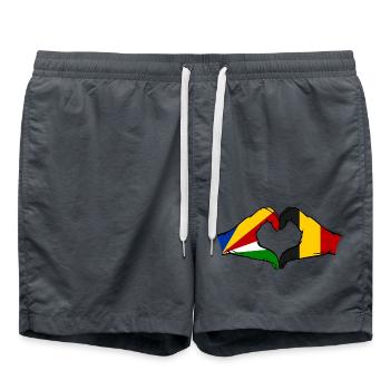 Seychellen Belgien Flagge Hände Herzform - Badeshorts - Anthrazit - Vorne - AI Model Male 185 light (185cm)