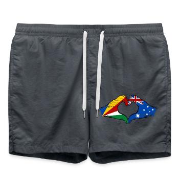 Seychelles Australie drapeau mains forme de coeur utilisé - Short de bain - charbon - Devant - AI Model Male 185 light (185cm)
