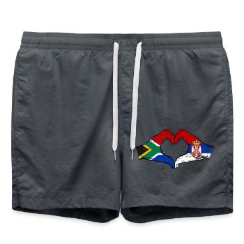Afrique du Sud Serbie drapeau mains coeur utilisé - Short de bain - charbon - Devant - AI Model Male 185 light (185cm)