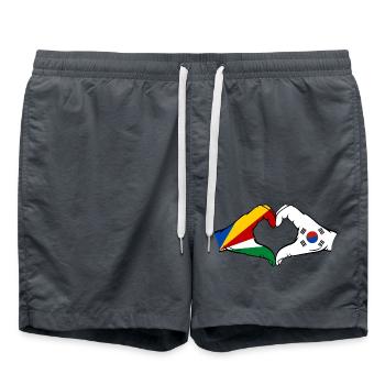 Seychellen Südkorea Flagge Hände Herzform - Badeshorts - Anthrazit - Vorne - AI Model Male 185 light (185cm)