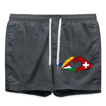 Seychelles Suisse Drapeau Mains Coeur Forme Utilisé - Short de bain - charbon - Devant - AI Model Male 185 light (185cm)