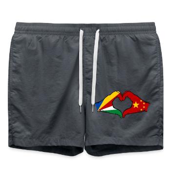Seychelles Chine Drapeau Mains Coeur Forme - Short de bain - charbon - Devant - AI Model Male 185 light (185cm)