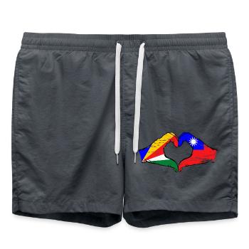 Seychellen Taiwan Flagge Hände Herzform used - Badeshorts - Anthrazit - Vorne - AI Model Male 185 light (185cm)