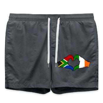 Afrique du Sud Irlande Drapeau Mains Coeur Forme - Short de bain - charbon - Devant - AI Model Male 185 light (185cm)