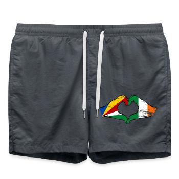 Seychellen Irland Flagge Hände Herzform used - Badeshorts - Anthrazit - Vorne - AI Model Male 185 light (185cm)