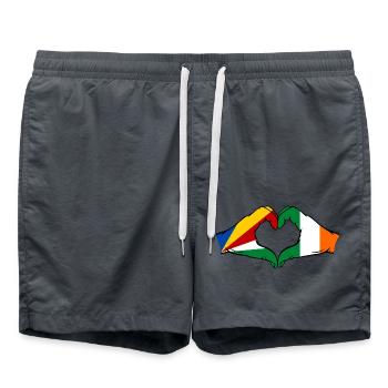 Seychellen Irland Flagge Hände Herzform - Badeshorts - Anthrazit - Vorne - AI Model Male 185 light (185cm)