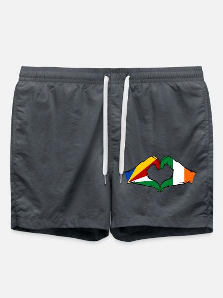 Seychellen Ierland Vlag Handen Hartvorm - Zwemshorts - houtskool