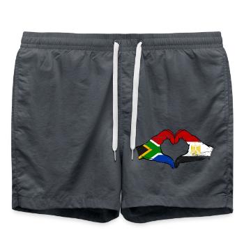 Afrique du Sud Égypte Drapeau Mains Coeur Forme Utilisé - Short de bain - charbon - Devant - AI Model Male 185 light (185cm)