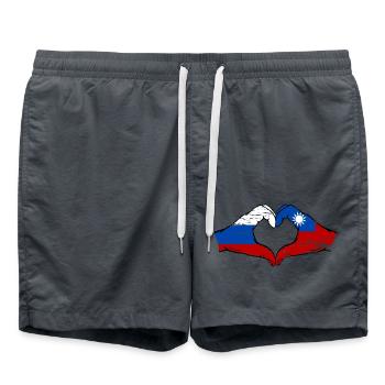 Russie Taiwan drapeau mains forme de coeur utilisé - Short de bain - charbon - Devant - AI Model Male 185 light (185cm)
