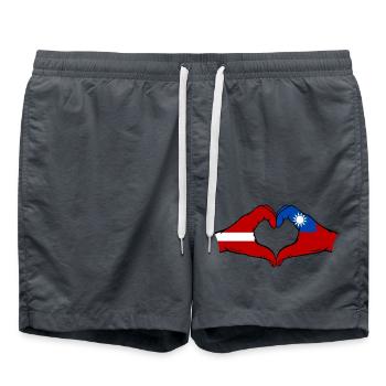 Lettonie Taïwan Drapeau Mains Forme Coeur - Short de bain - charbon - Devant - AI Model Male 185 light (185cm)