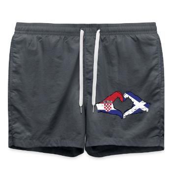 Croatie Ecosse drapeau mains forme de coeur utilisé - Short de bain - charbon - Devant - AI Model Male 185 light (185cm)