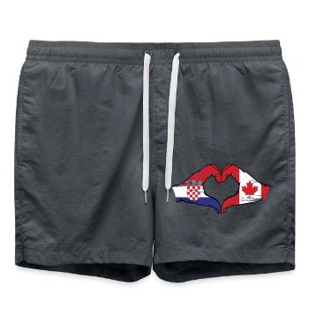 Croatia Canada Flag Hands Heart Shape Used - Swim Trunks - anthracite - Front - AI Model Male 185 light (185cm)