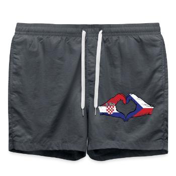 Croatia Czech Republic Flag Hands Heart Shape Used - Swim Trunks - anthracite - Front - AI Model Male 185 light (185cm)