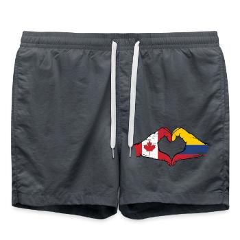 Kanada Kolumbien Flagge Hände Herzform used - Badeshorts - Anthrazit - Vorne - AI Model Male 185 light (185cm)