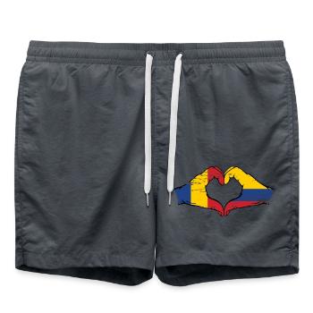 Roumanie Colombie Drapeau Mains Coeur Forme Utilisé - Short de bain - charbon - Devant - AI Model Male 185 light (185cm)