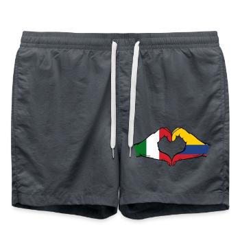 Italien Kolumbien Flagge Hände Herzform - Badeshorts - Anthrazit - Vorne - AI Model Male 185 light (185cm)