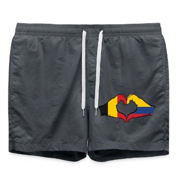 Belgien Kolumbien Flagge Hände Herzform - Badeshorts - Anthrazit - Vorne - AI Model Male 185 light (185cm)