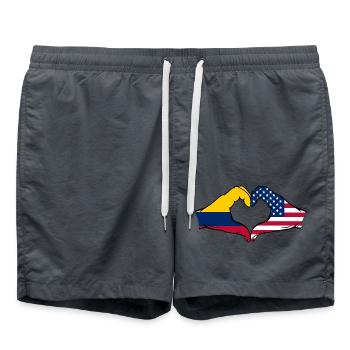 Colombia USA Flag Hands Heart Shape - Swim Trunks - anthracite - Front - AI Model Male 185 light (185cm)