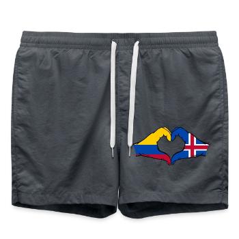 Colombie Islande Drapeau Mains Coeur Forme - Short de bain - charbon - Devant - AI Model Male 185 light (185cm)