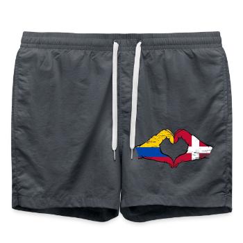 Colombie Danemark drapeau mains forme de coeur utilisé - Short de bain - charbon - Devant - AI Model Male 185 light (185cm)