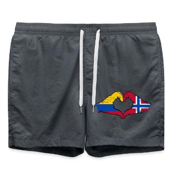 Kolumbien Norwegen Flagge Hände Herzform used - Badeshorts - Anthrazit - Vorne - AI Model Male 185 light (185cm)