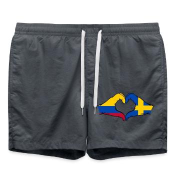 Kolumbien Schweden Flagge Hände Herzform - Badeshorts - Anthrazit - Vorne - AI Model Male 185 light (185cm)