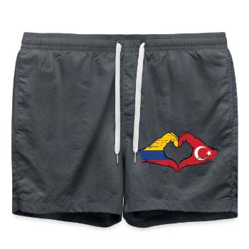 Kolumbien Türkei Flagge Hände Herzform used - Badeshorts - Anthrazit - Vorne - AI Model Male 185 light (185cm)