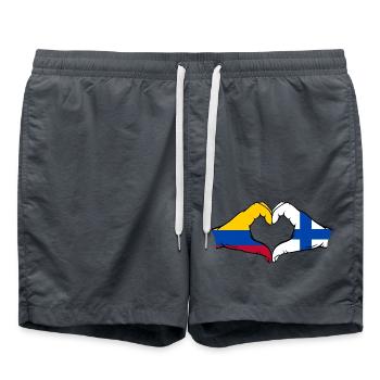 Colombie Finlande Drapeau Mains Coeur Forme - Short de bain - charbon - Devant - AI Model Male 185 light (185cm)