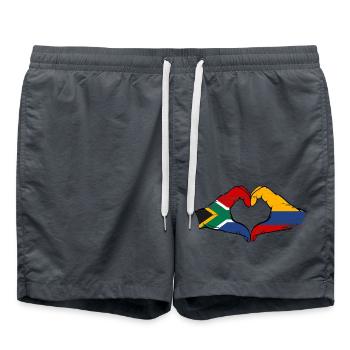 Südafrika Kolumbien Flagge Hände Herzform used - Badeshorts - Anthrazit - Vorne - AI Model Male 185 light (185cm)