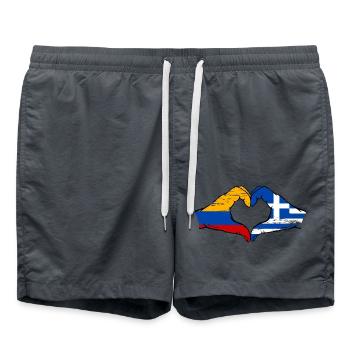 Kolumbien Griechenland Flagge Hände Herzform used - Badeshorts - Anthrazit - Vorne - AI Model Male 185 light (185cm)