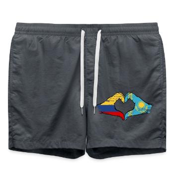 Kolumbien Kasachstan Flagge Hände Herzform used - Badeshorts - Anthrazit - Vorne - AI Model Male 185 light (185cm)