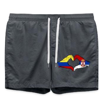 Colombie Serbie drapeau mains forme de coeur utilisé - Short de bain - charbon - Devant - AI Model Male 185 light (185cm)