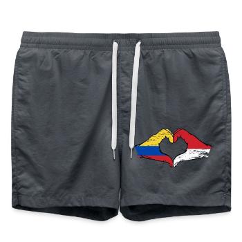 Kolumbien Indonesien Flagge Hände Herzform used - Badeshorts - Anthrazit - Vorne - AI Model Male 185 light (185cm)