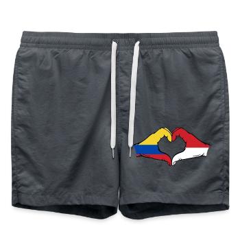 Colombia Indonesia Flag Hands Heart Shape - Swim Trunks - anthracite - Front - AI Model Male 185 light (185cm)
