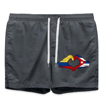 Colombia Cuba Flag Hands Heart Shape Used - Swim Trunks - anthracite - Front - AI Model Male 185 light (185cm)