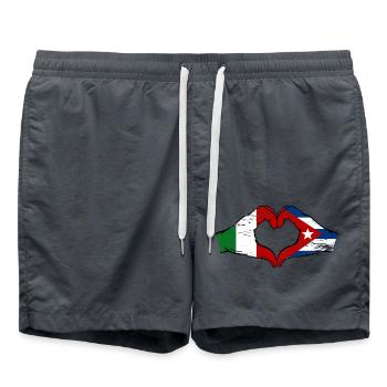 Italie Cuba Drapeau Mains Coeur Forme Utilisé - Short de bain - charbon - Devant - AI Model Male 185 light (185cm)