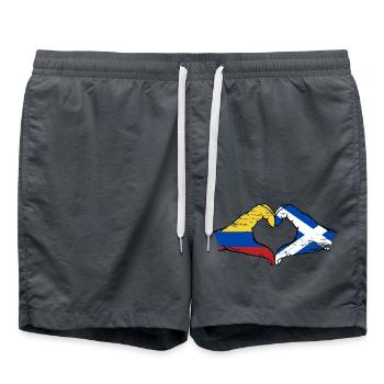Colombie Ecosse drapeau mains forme de coeur utilisé - Short de bain - charbon - Devant - AI Model Male 185 light (185cm)