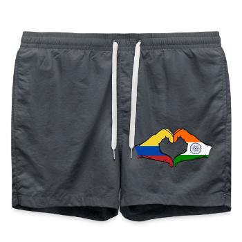 Colombia India Flag Hands Heart Shape - Swim Trunks - anthracite - Front - AI Model Male 185 light (185cm)